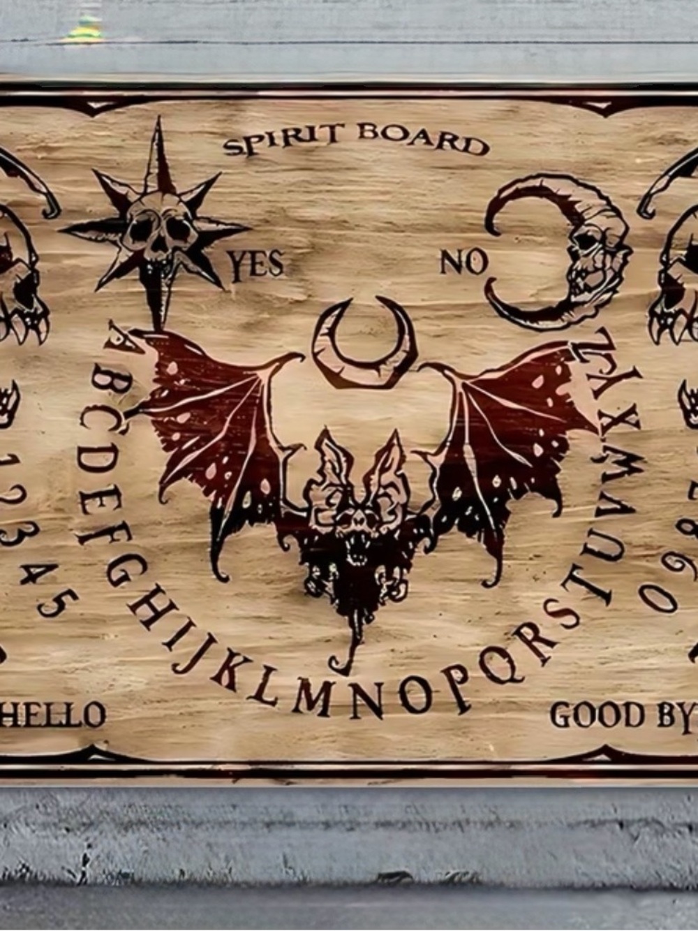 Wicked Bat-Spirit Board - Red & Black Ouija Style Metal Sign Wall Art